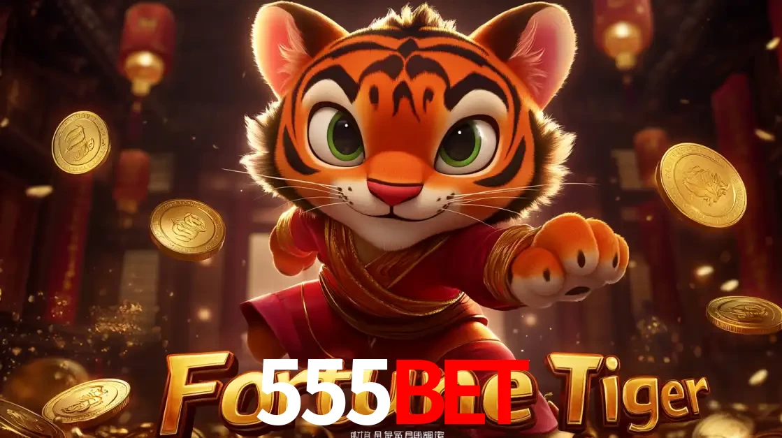 O carismático mascote do jogo de slot Fortune Tiger, um tigre fofo em pose de artes marciais, pronto para trazer sorte e multiplicadores de ganhos no cassino online 555BET.
